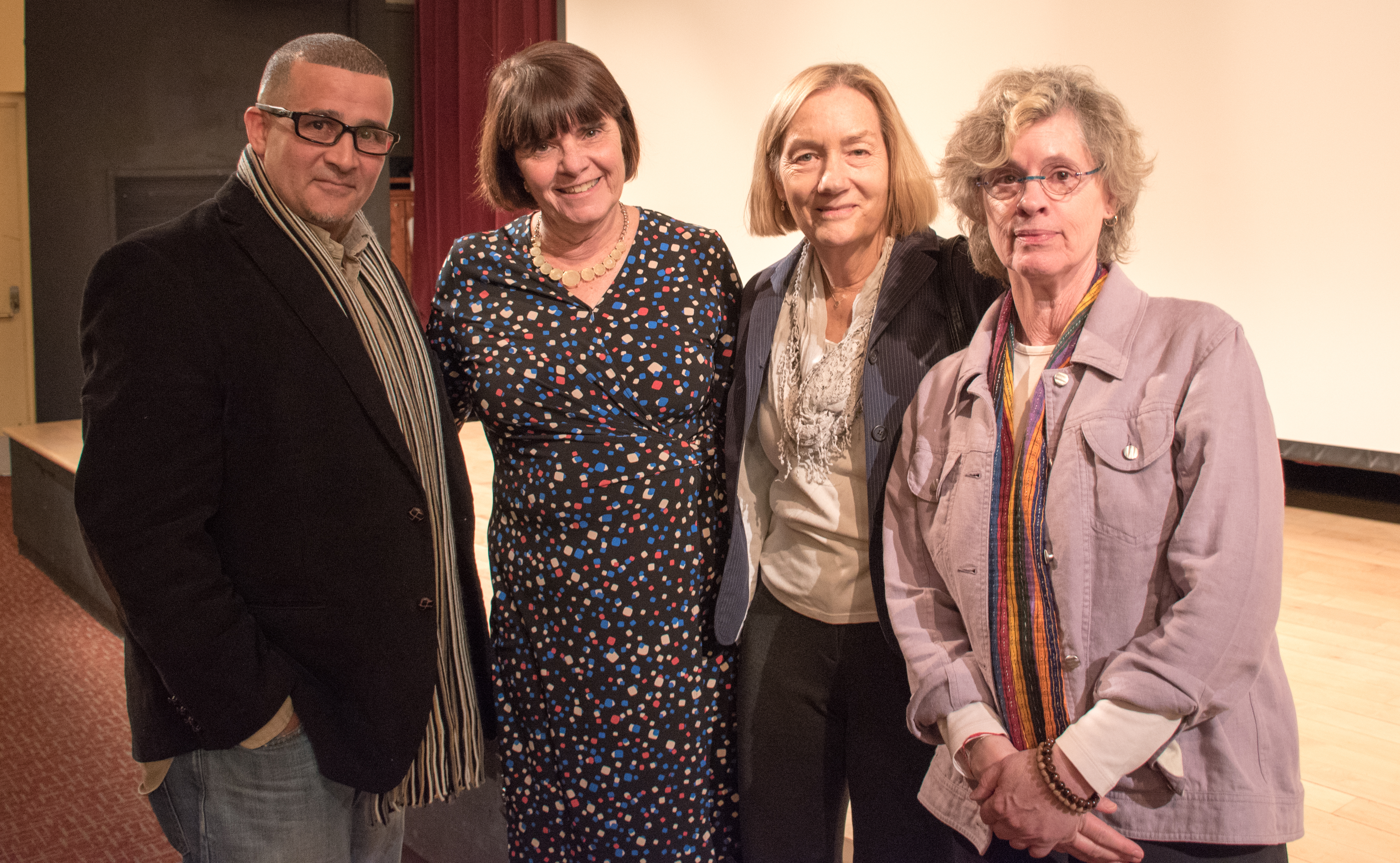 Louis Diaz, Middlesex District Attorney Marian Ryan, filmmaker Jenny Phillips and Associate Professor Nancy Waring