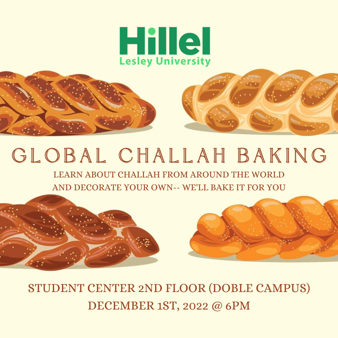 Poster for Global Challah Baking with illustrated images of challah