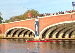 Kristina Gillis rows in the Head of the Charles Regatta