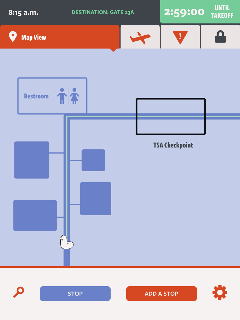 A digital prototype of an app - an interactive map of the airport