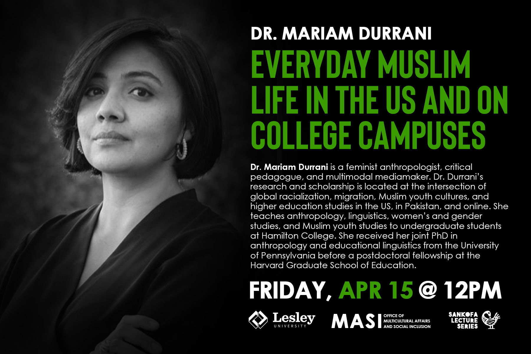 Dr. Mariam Durrani Event Flyer