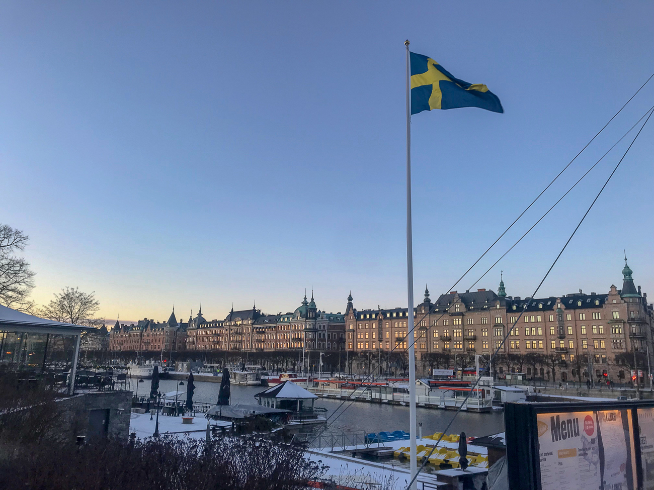 A photo of Stockholm on the river.