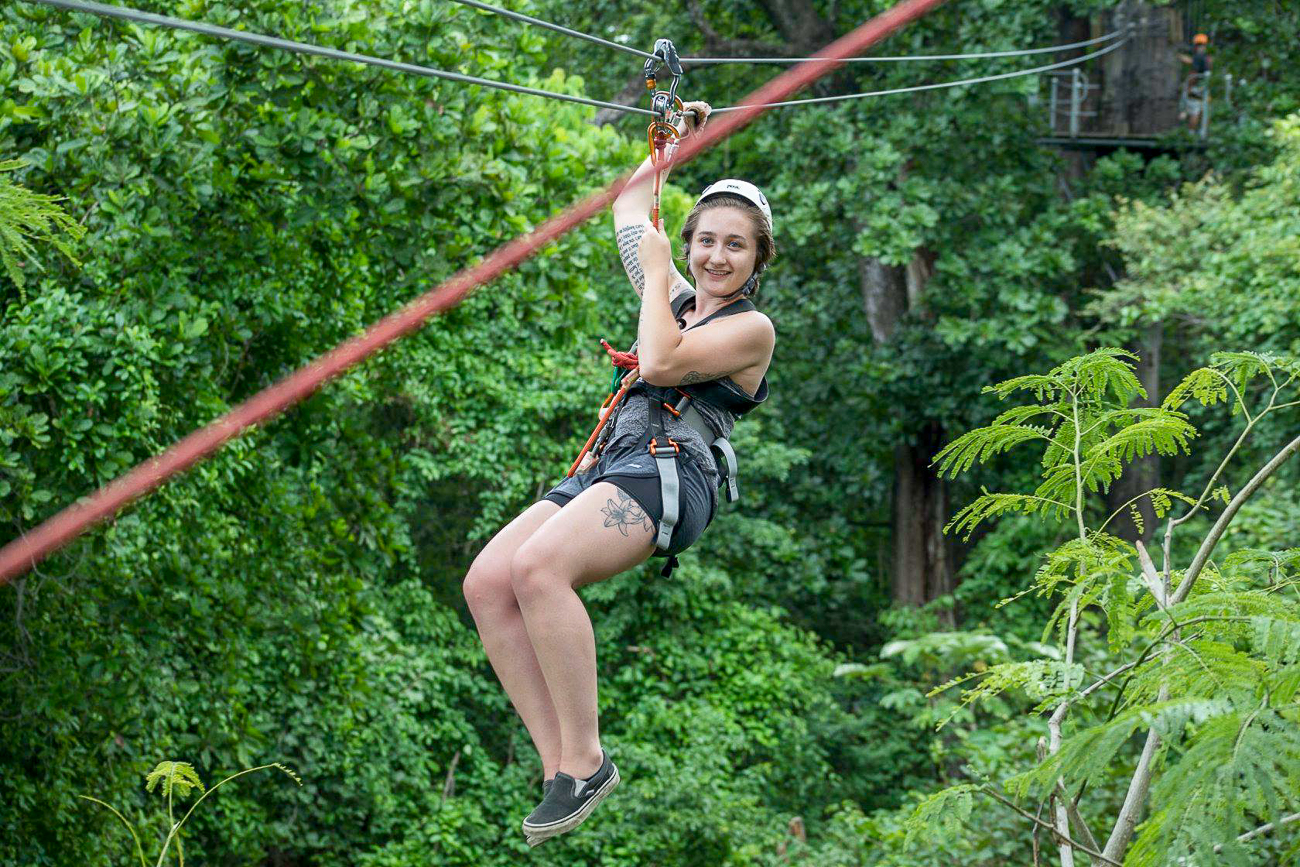 Bryanna Payne zooms down the zipline.