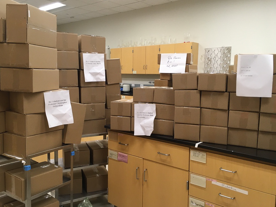 Brown mailing boxes on tables