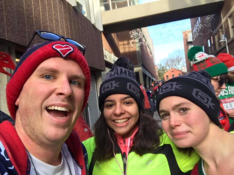 Hanna Adams, center, with two fellow 2013 Threshold graduates and running buddies Philip Murray and Sarah Hay-Smith.