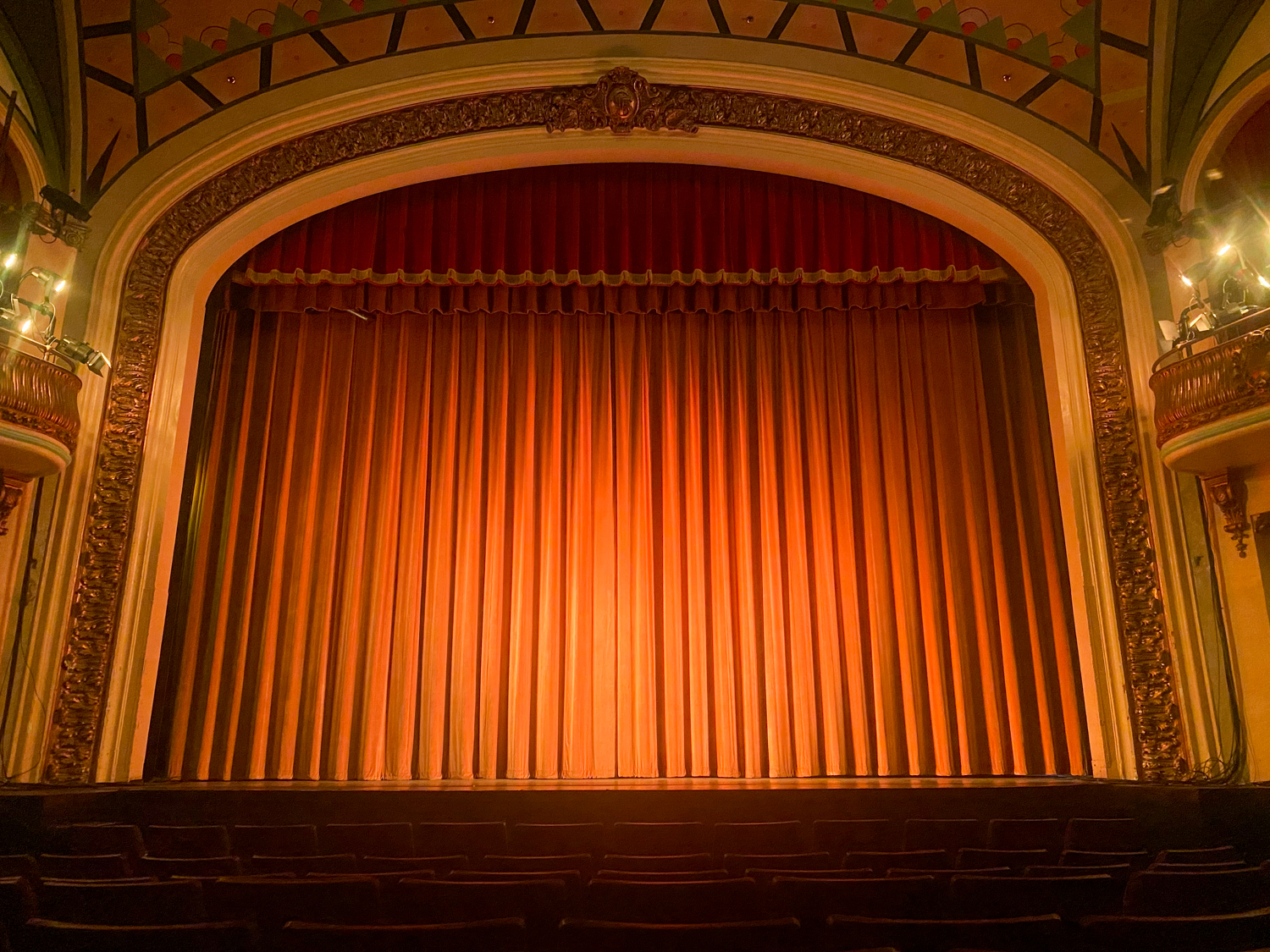 Curtain closed on a stage