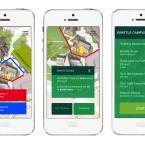 cell phone screenshots of interactive accessible maps of campus