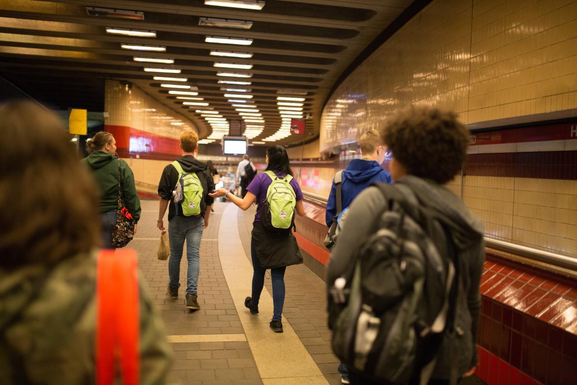 Inside the Harvard Square subway station