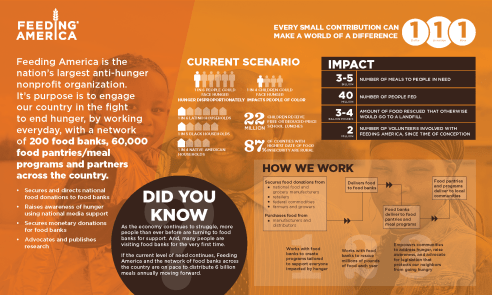 An orange infographic titled Feeding America.