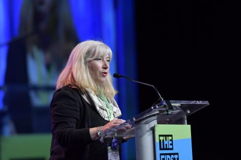 Professor Mary Ann Cappiello speaks at the NCTE conference.